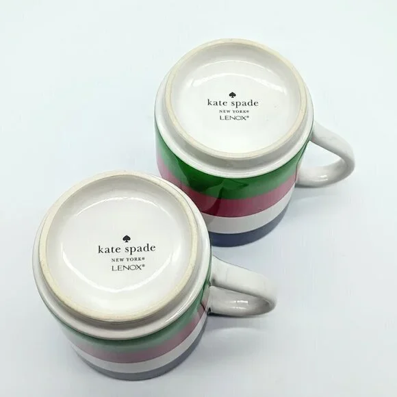 Kate Spade Lenox All in Good Taste Striped Ceramic Mugs (2) - Picture 5 of 6